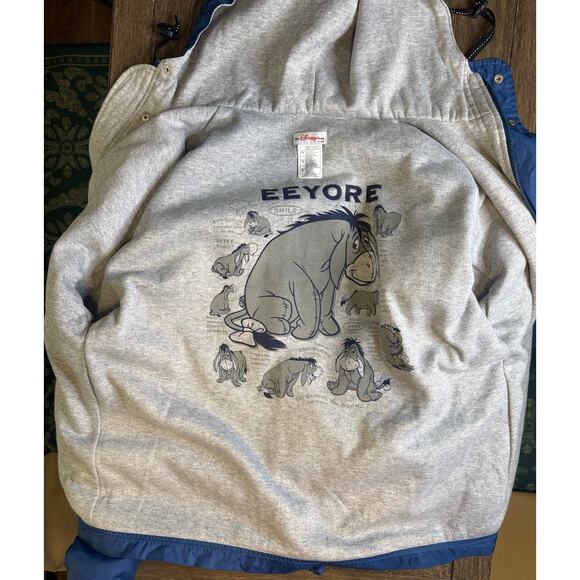 VTG Disney Store Eeyore Unisex Jacket Size XL Winnie The Pooh Lined Hooded - Picture 6 of 11
